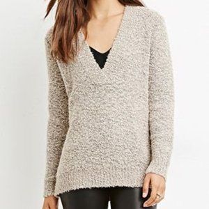 Knit V-Neck Sweater in Taupe